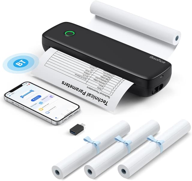 Detalle de Bisofice L81 Stampante termica portatile A4 con Bluetooth, stampa senza inchiostro e supporto carta multisize