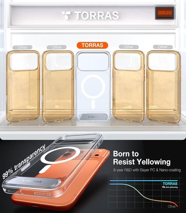 Detalle 2 de TORRAS Strong Magnetic & Seamless Stand Case for iPhone 17 Pro (MagSafe + MIL-STD-810H protection)