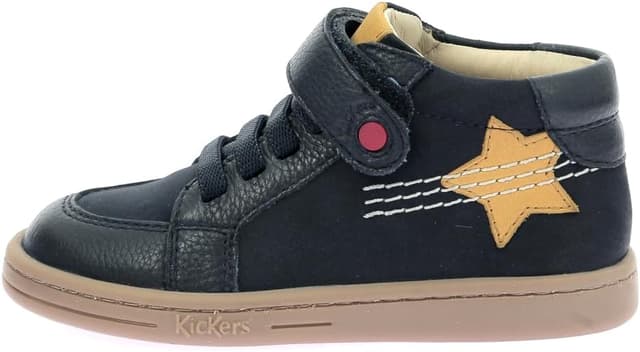 Detalle 2 de Kickers Tackstari : bottillons garçon en cuir, laçage et patte auto-agrippante