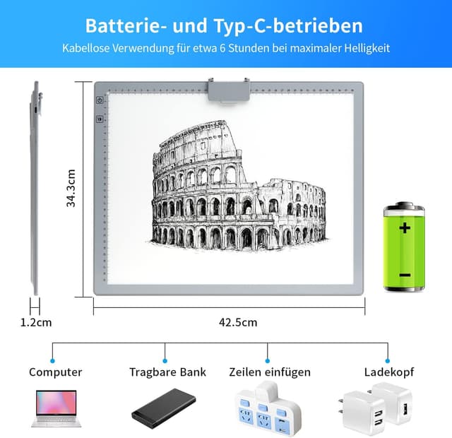 Thumbnail 5 de Table lumineuse A3 LED rechargeable 3 couleurs