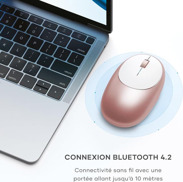 Detalle de Satechi Souris sans fil M1 en aluminium, Bluetooth rechargeable USB‑C, 1200 DPI – Rose