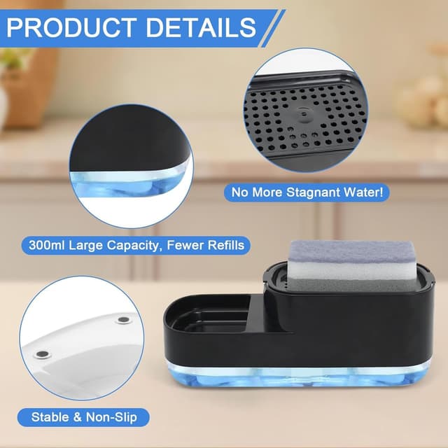 Detalle 1 de Seifenspender TayBong 300 ml mit Schwammhalter