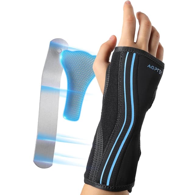 Detalle de AGPTEK Carpal Tunnel Wrist Support for Night Sleep (Night-Use Fitted Splint, Cushioned Pads) – Size S