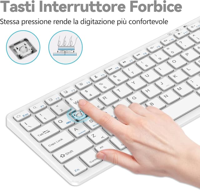 Thumbnail 5 de TQQ Tastiera Bluetooth Ricaricabile per iPad Bianco