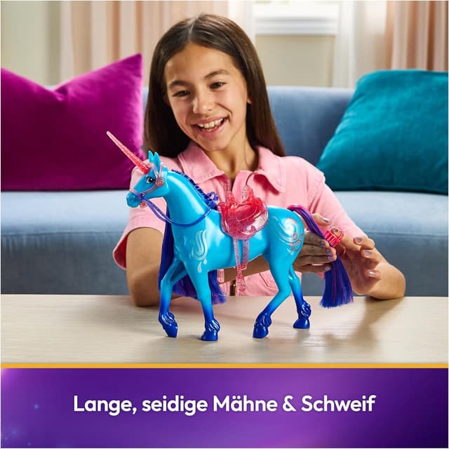 Detalle de Unicorn Academy Einhorn River (28 cm) – Original-Einhorn mit echter Mähne, abnehmbarer Ausrüstung & Bürste, ab 4 Jahren