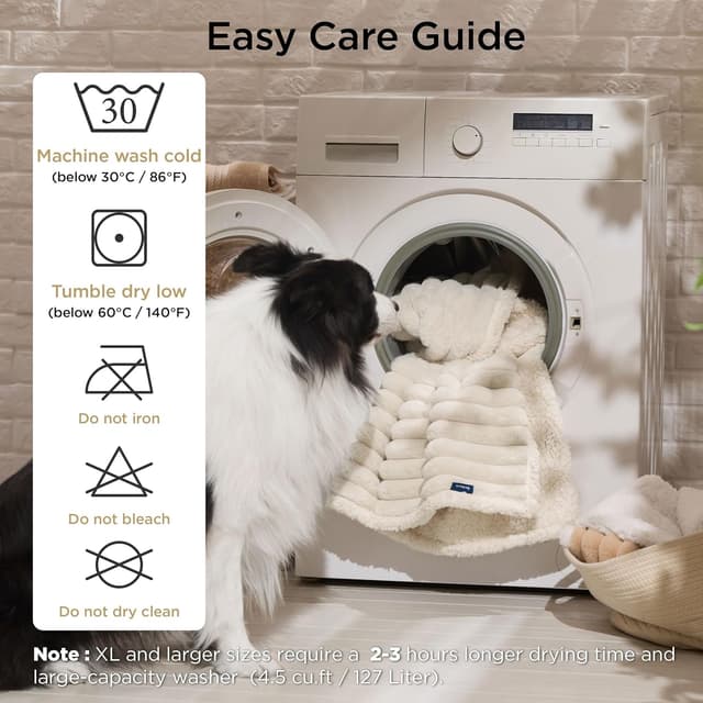 Detalle 2 de BEDSURE wasserdichte Hundedecke in Creme (102 x 127 cm) – waschbar & flauschig