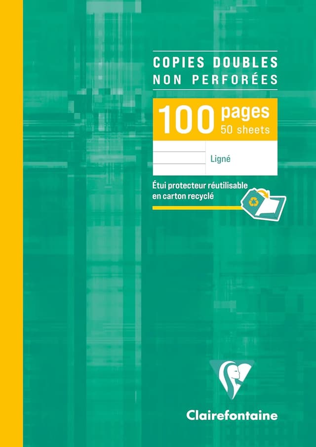 Detalle de Clairefontaine 5756C : étui de copies doubles non perforées A4, 100 pages lignées