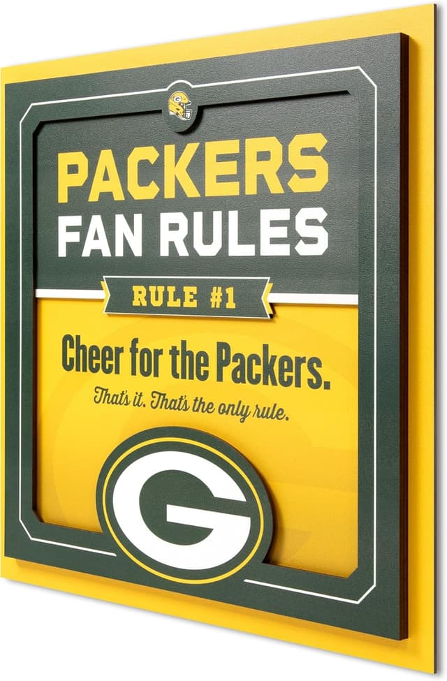 Detalle de YouTheFan Officially-Licensed NFL Fan Rules Wall Art (3D, Multi-Layer, Floating Mount) — Indoor Sports Decor