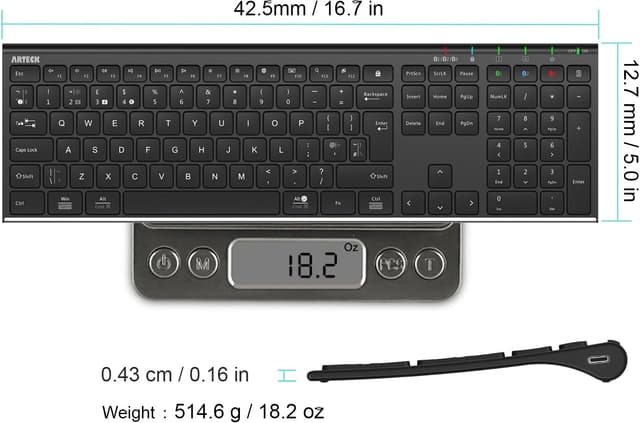 Thumbnail 5 de Arteck Universal Bluetooth Keyboard, 3-device UK
