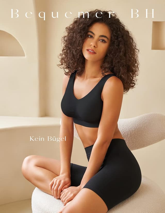 Detalle 2 de SIMIYA Damen Bustier ohne Bügel – gepolstertes Schlaf- & Sport-BH mit mittlerer Stützung