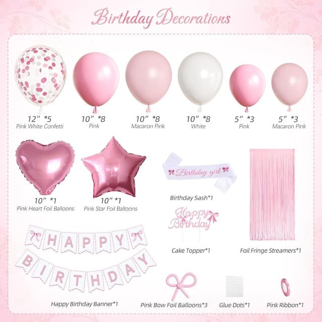 Thumbnail 3 de Geburtstagsdeko Rosa Happy Birthday Banner Set