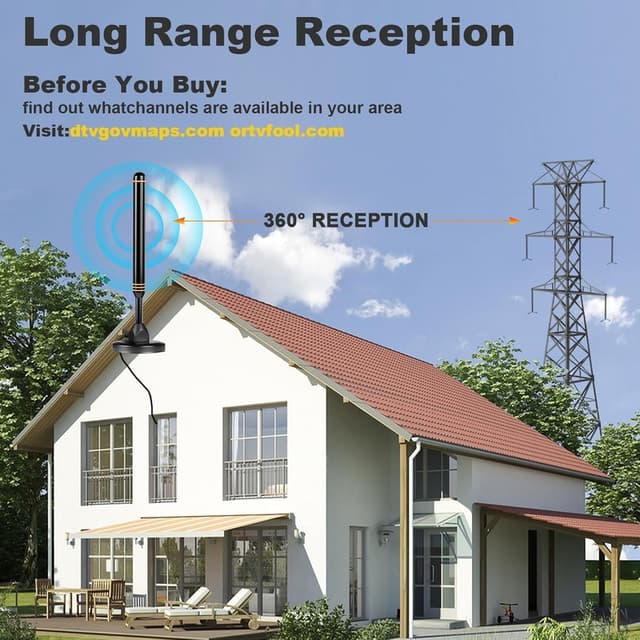 Detalle de Indoor TV Antenna for Smart TV with Amplifier, Long-Range HD Reception (4K/1080p) – Orange