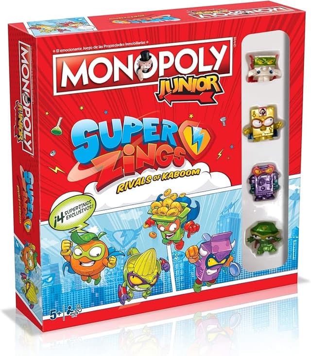 Detalle de Winning Moves Monopoly Junior SuperThings 🎲 - Juego de mesa divertido