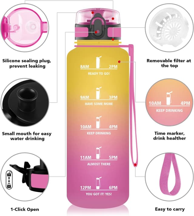 Thumbnail 1 de Motswedi Gourde 1500ml Sans BPA jaune&rose