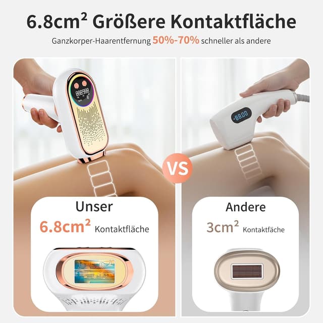 Detalle 2 de NIKYJM IPL-Gerät zur Haarentfernung (6,8 cm²) mit 3 Modi HR/SC/RA und 9 Energiestufen – Roségold