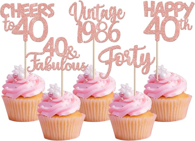 Detalle de Cupcake Toppers Glitzer Vintage 40