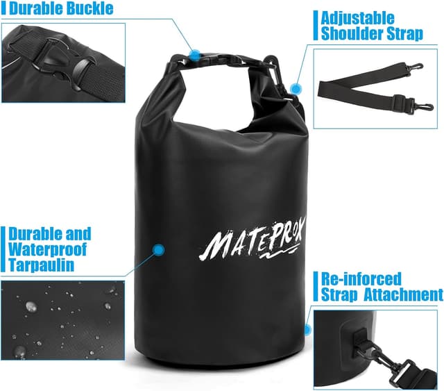 Detalle de MATEPROX Waterproof Dry Bag Roll Top 5L, 10L or 20L with Waterproof Phone Pouch (Floating Dry Sack)