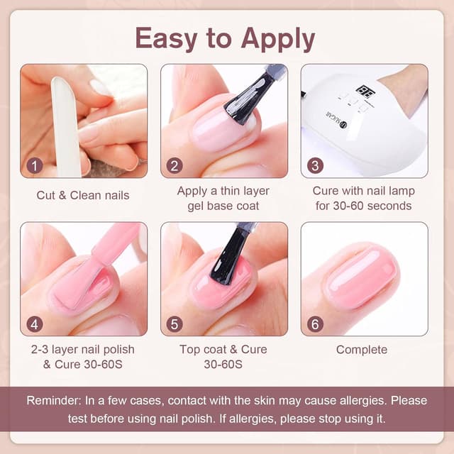 Detalle de Shining She UV-Nagellack-Set (6 Farben) – Nude & Neutral Nuancen für Gel-Soak-Off, 8 ml pro Flasche