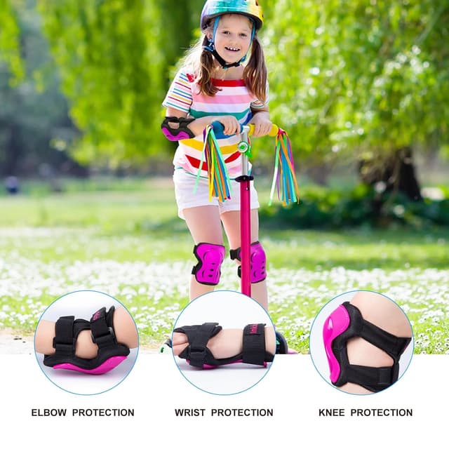 Thumbnail 1 de Inkidio Kinder-Schutzausrüstungs-Set mit Knieschützern, Ellbogenschützern & Handgelenkschützern (für Skaten, Skateboard, Roller, Radfahren)