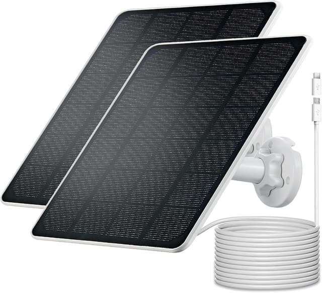 Detalle de Solar Panel Charger for Arlo Essential Outdoor Cameras (2-Pack) — USB-C & Micro USB, Weatherproof IP66