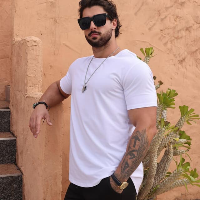 Detalle de Mancozy Mens Hipster Longline Crewneck T-Shirts (3-Pack) — casual hip hop tees