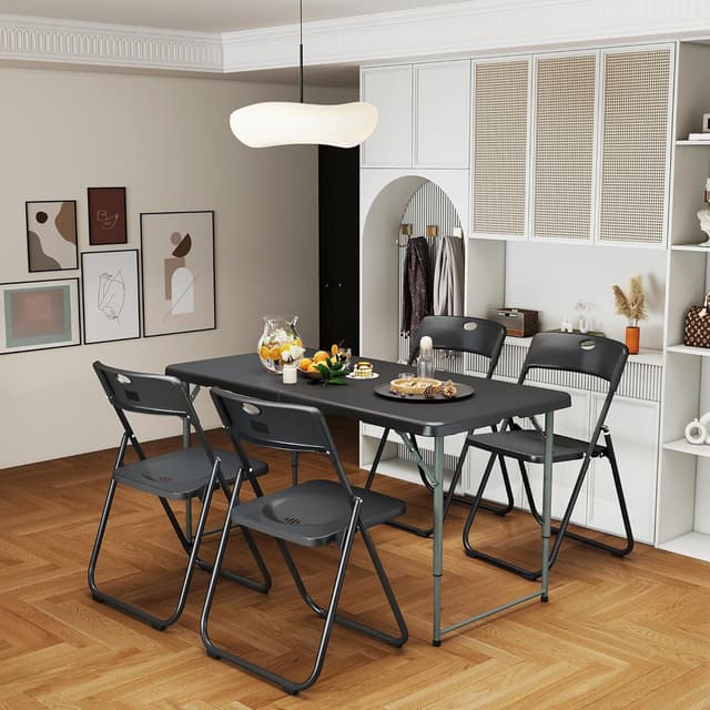 Thumbnail 6 de Set di 4 sedie pieghevoli nero 160 kg