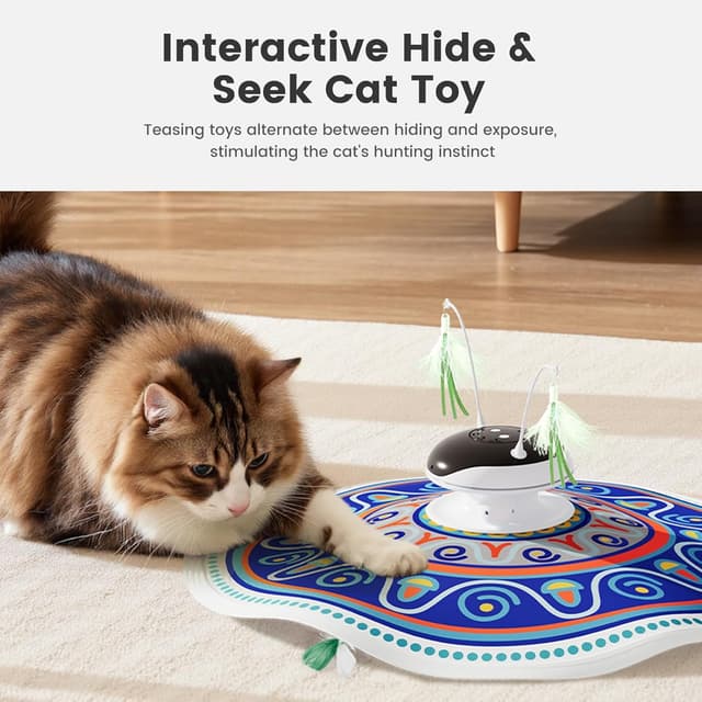 Detalle de Gardner Pet Giocattolo per Gatti 5 in 1 elettrico interattivo automatico con laser, piume, palline e suoni di uccelli