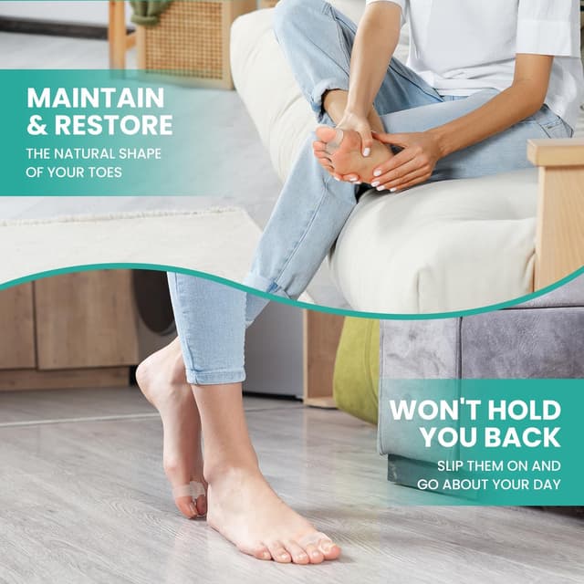 Detalle de Welnove 12er-Pack Gel-Bunion-Korrektor mit Aloe: Zehentrenner zur Schonung bei Ballenzehen & Hammerzehen
