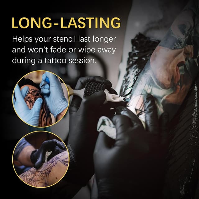 Detalle 2 de Tattoo Stencil Transfer Gel per tatuaggi, 150 ml – kit professionale con pellicola di guarigione e primer