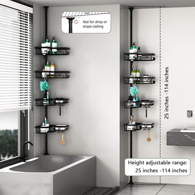 Thumbnail 5 de DAOYA Corner Shower Caddy 4-Tier Tension Pole