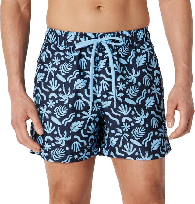 Detalle de Pantaloncini da bagno uomo Amazon Essentials con fodera interna in rete, tasche e coulisse