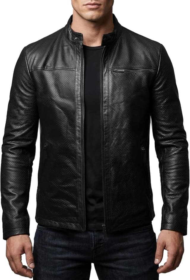Detalle de Crone Epic Herren Lederjacke „Cleane Basic“ aus 100% Echtleder – in vielen Varianten und Farben