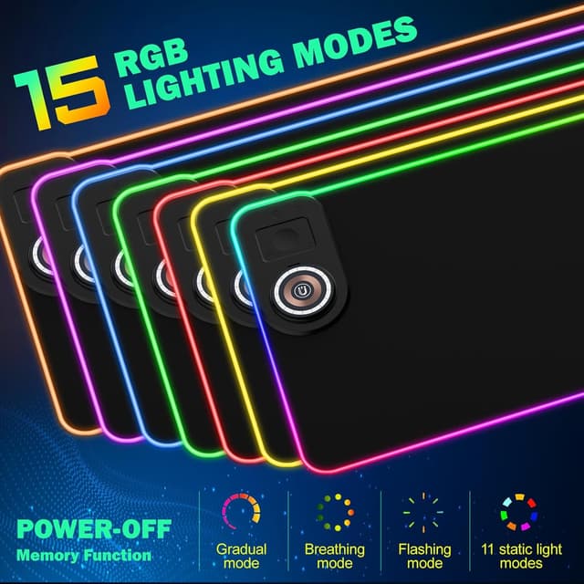 Thumbnail 4 de GIM RGB Gaming Mauspad mit Qi-Ladefunktion 15 W, LED & 800x350x4 mm (schwarz)