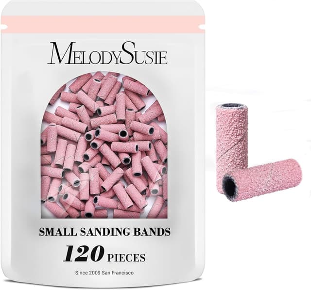 Detalle de MelodySusie 120 bandes abrasives pour embouts de ponceuse (mandrin 3,1 mm) grain 180 rose
