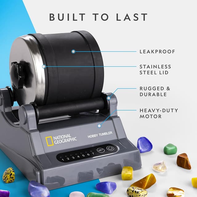 Detalle 2 de National Geographic Rock Polishing Kit (Amateur Edition) STEM tumbler set with rough gemstones and polishing grits