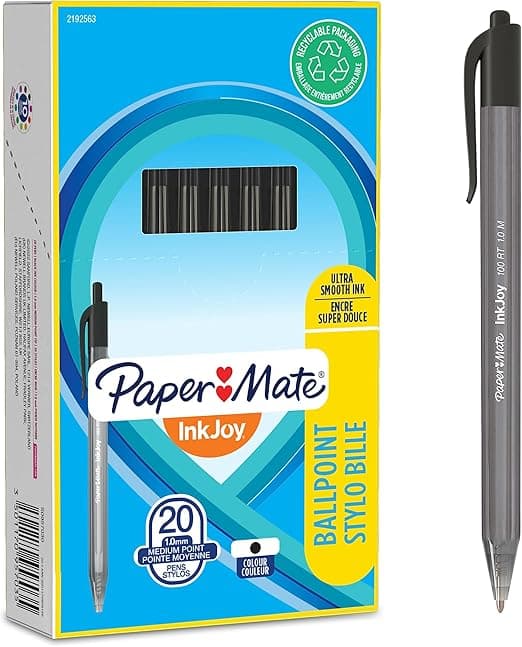 Detalle de Paper Mate InkJoy 100RT Bolígrafo retráctil negro | 20 unidades ✍