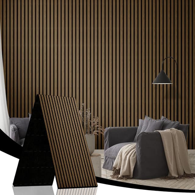 Detalle de AKK-Star Acoustic Panels Folding Panel Set (Smoked Oak) – 3D wooden wall panels for studios and home cinema