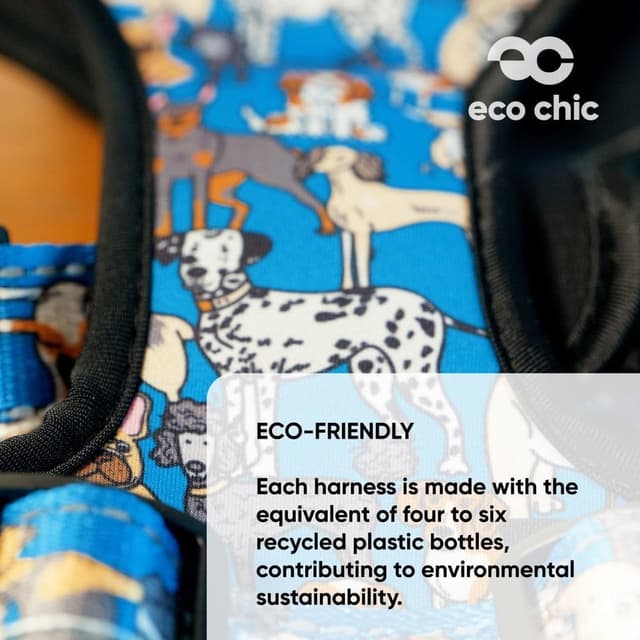 Thumbnail 6 de Eco Chic Recycled Comfort Pet Harness Adjustable No-Pull Reflective Padded Dog Vest Harness (4x4 Black Large)