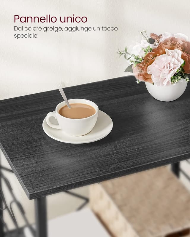 Detalle de VASAGLE Carrello da cucina su ruote con 3 ripiani e 6 ganci KKS060B42, 40 x 60 x 89 cm (nero)
