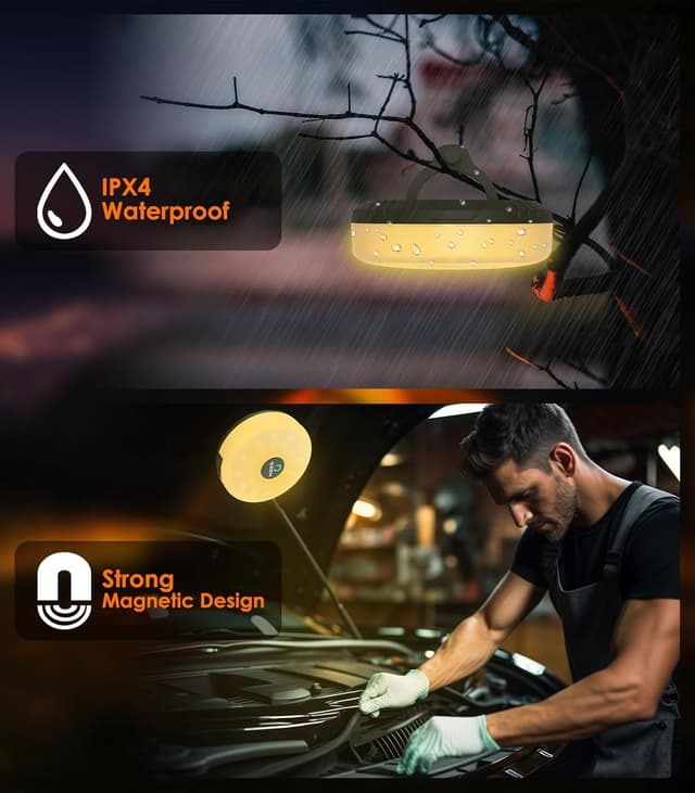 Detalle de MoKo 32.8ft Camping String Light – 4-in-1 rechargeable LED lantern, fairy lights & power bank