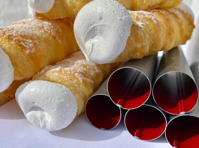 Detalle de CULIMI Schaumrollen Formen (13 cm / 5,1") – 5er-Set Antihaft-Röhrchenform für Schillerlocken/Sahnerollen