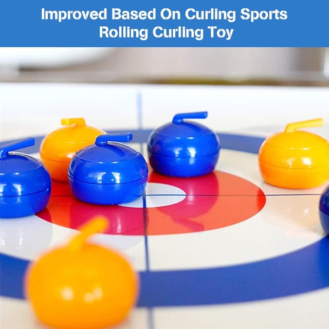 Detalle de MEETOZ Tabletop Curling Game (portable team board game) with 16 curling stones