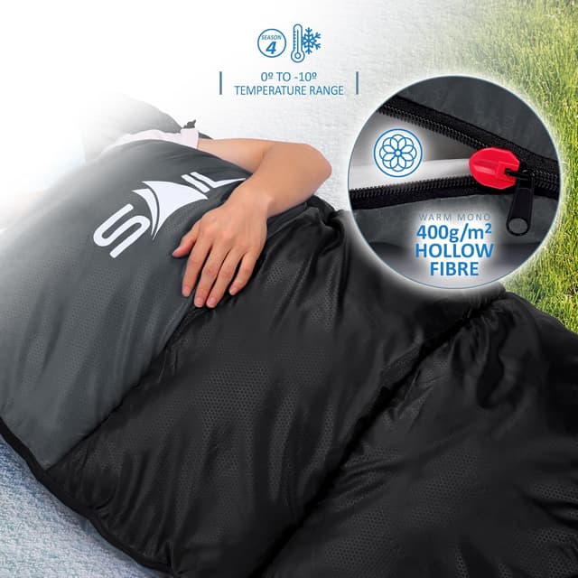 Detalle de SAIL XL Extra Wide Big & Tall Sleeping Bag (3–4 Season, Waterproof) – Lightweight 1.6kg–2.7kg
