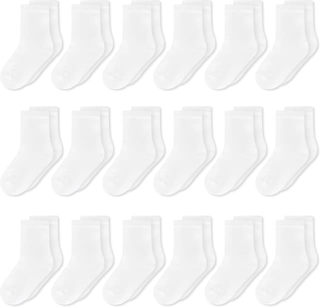 GENTABY Girls Mid-Cut Socks (18 Pairs) – Breathable Elastic Tube Socks for Ages 1–13