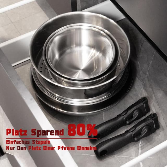Detalle 2 de ROYDX Edelstahl Pfannen-Set 16-teilig