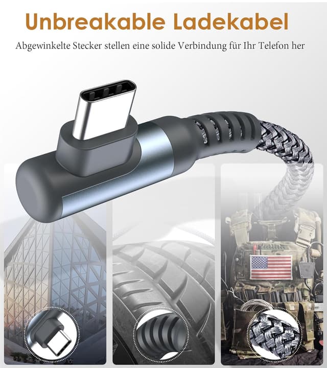 Detalle de USB C Kabel 3.1A 3M Schnellladung