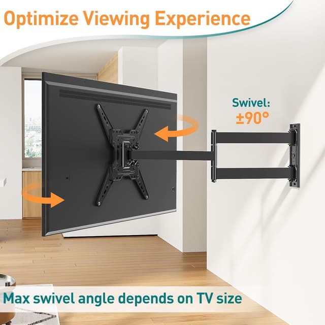 Detalle de ELIVED TV Wall Bracket with 796mm Long Arm (Full Motion Corner Mount) for 26–65 inch TVs, up to 45kg, Max VESA 400x400