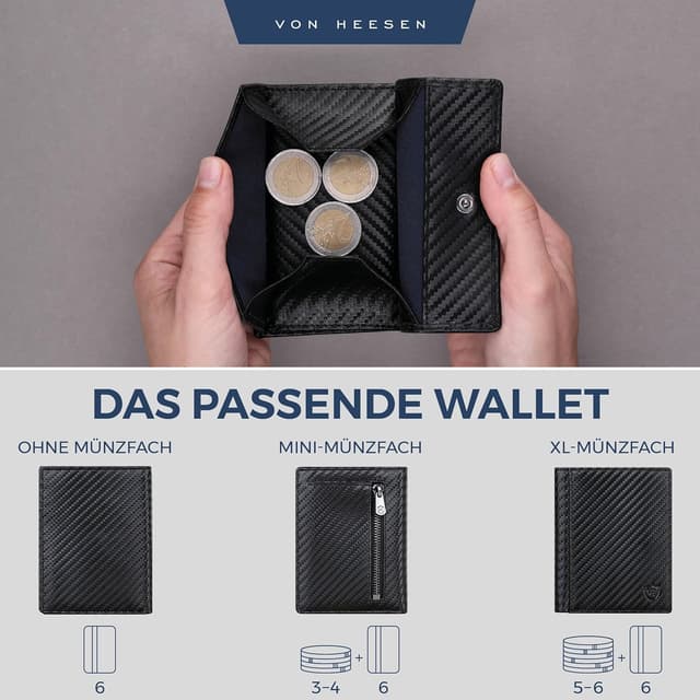 Detalle 2 de VON HEESEN Leder-Geldbörse mit RFID 11 cm