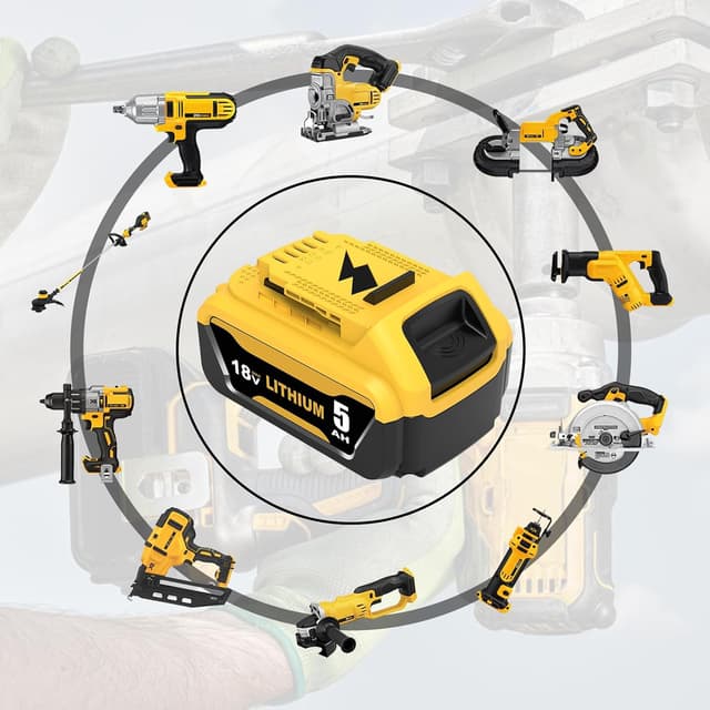 Thumbnail 6 de 2x 18V 5Ah Li-ion replacement batteries with LED indicator for Dewalt (DCB184/DCB182/DCB181/DCB180 and more)
