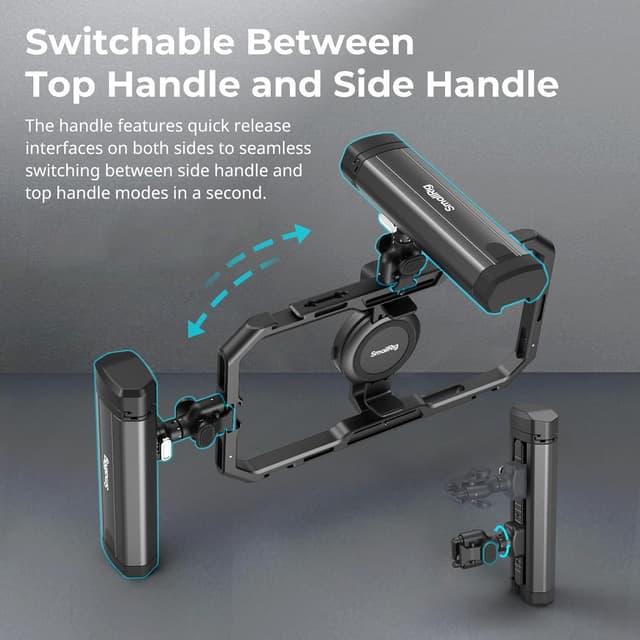 Detalle de SMALLRIG drehbarer beidseitiger Schnellverschluss-Seiten-/Obergriff für HawkLock Quick-Release-Ökosystem (für Smartphones) 4842